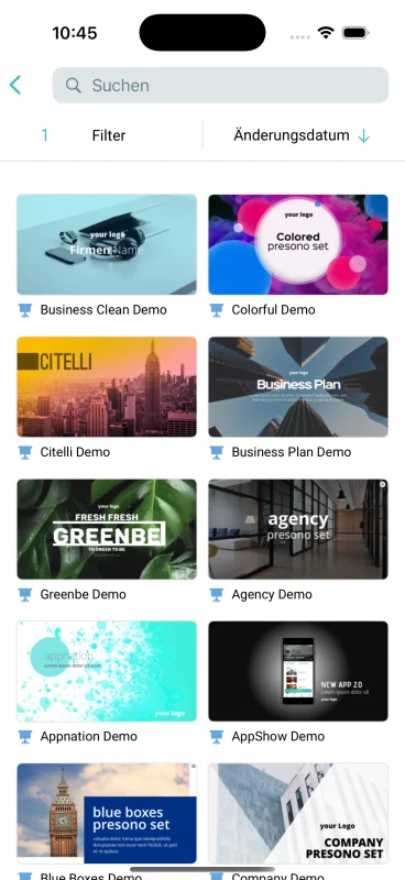 Screenshot der presono iOS App